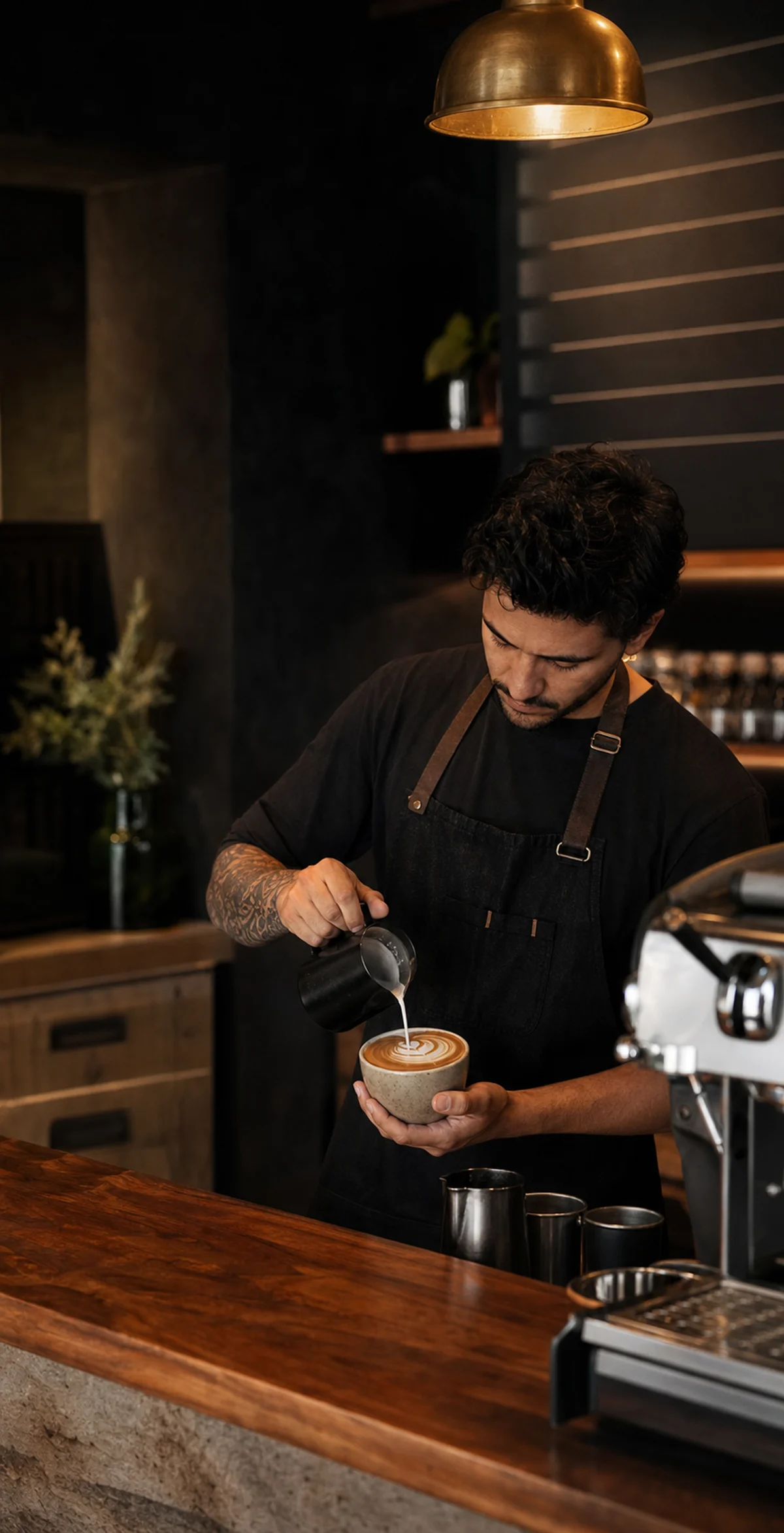 Barista preparando un café en Brasa
