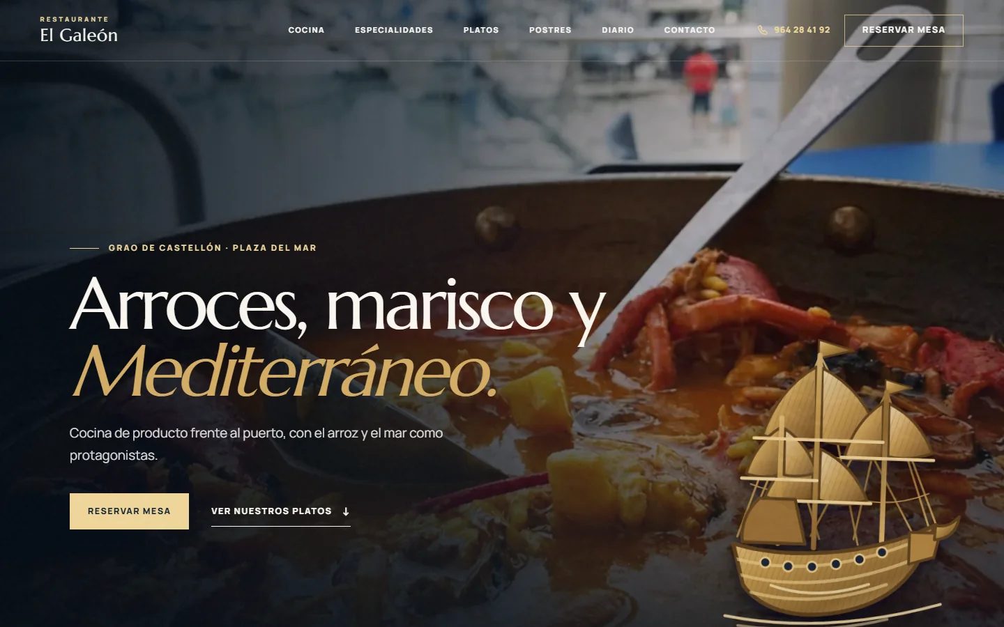 Portada de la web de El Galeón en escritorio
