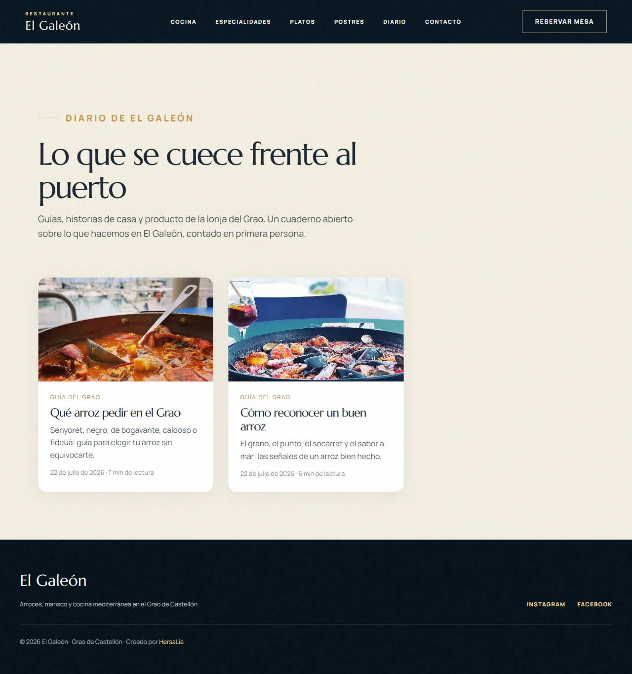Portada completa del blog de El Galeón